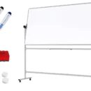 Tableau blanc mobile TM IDEA® tableau magnétique rotatif double face effaçable à sec 220x100 cm - Série FLEX