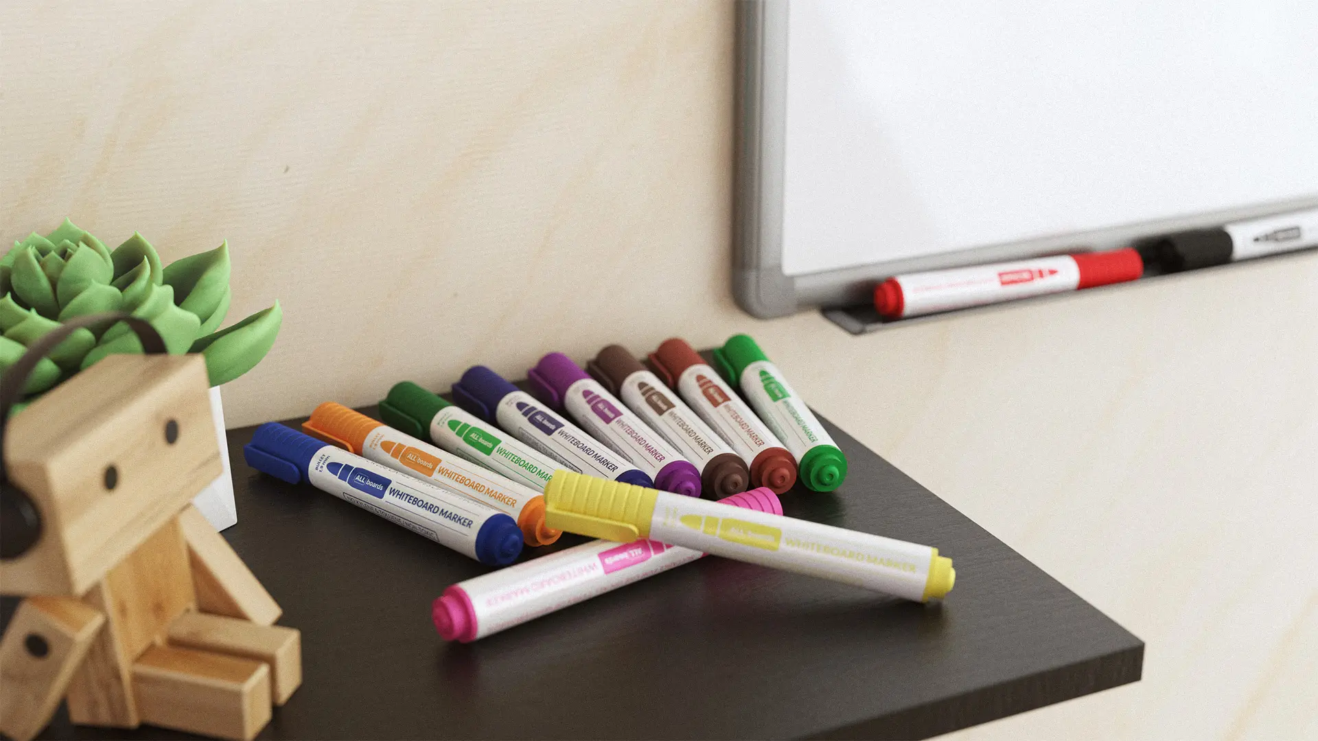 Set de marqueurs pour tableaux effaçables à sec ALLboards – 1 x 12 couleurs - 12 pièces – Image 7