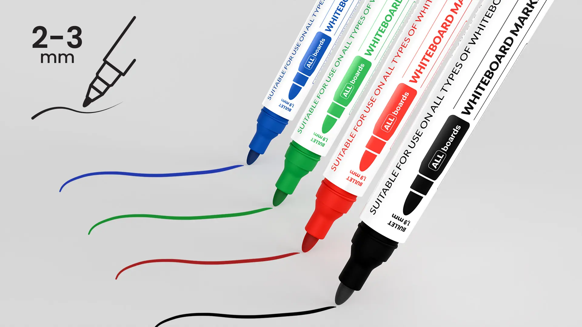 Set de marqueurs pour tableaux effaçables à sec ALLboards – 3 x 4 couleurs – 12 pièces – Image 3