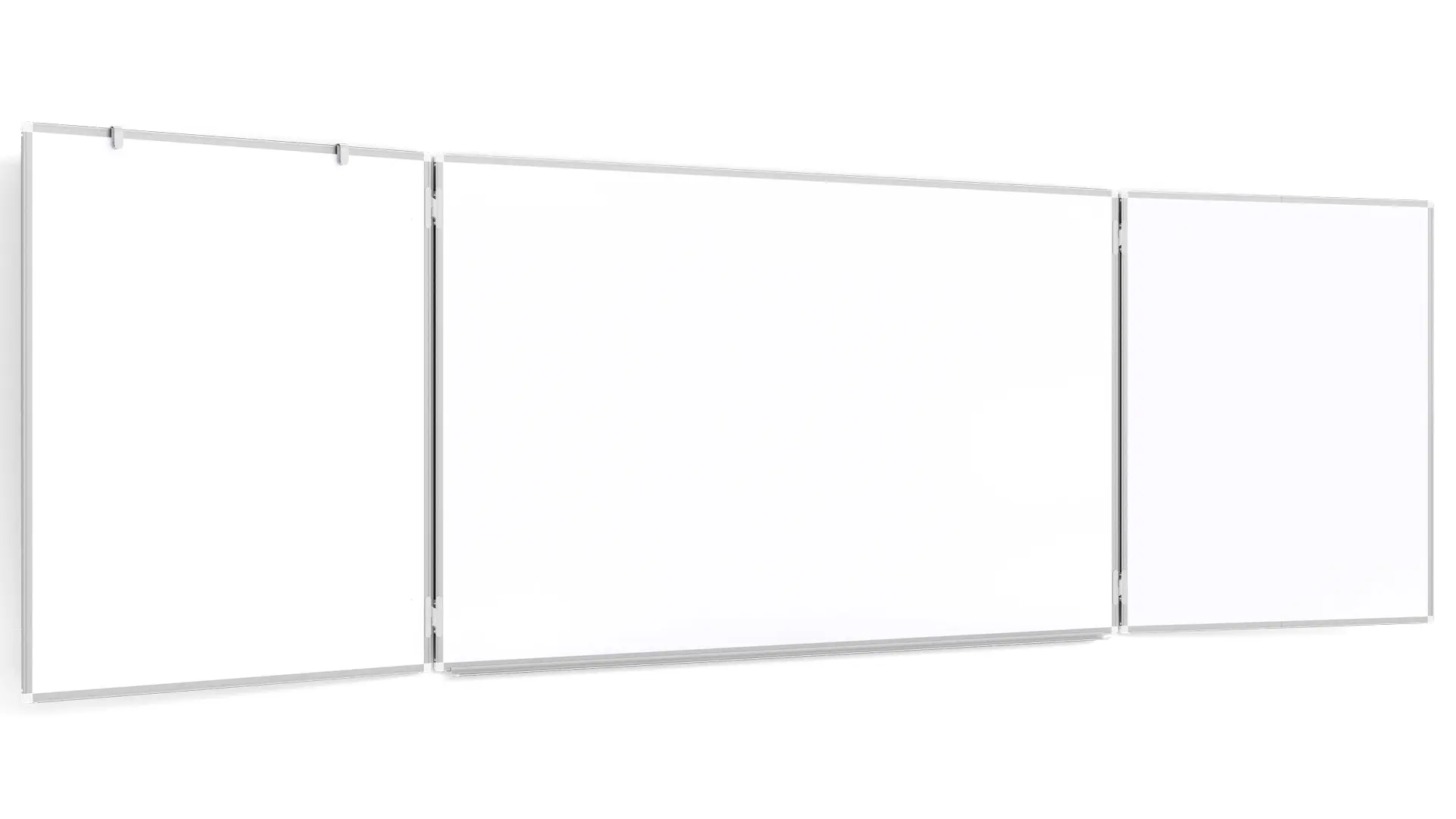 Tableau Blanc Emaillé Scolaire Type Triptyque avec Cadre en Aluminium 120x200 // 400 cm