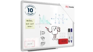 Tableau Blanc Magnétique Effaçable à Sec avec Cadre en Aluminium Premium EXPO 60x45cm + accessoires