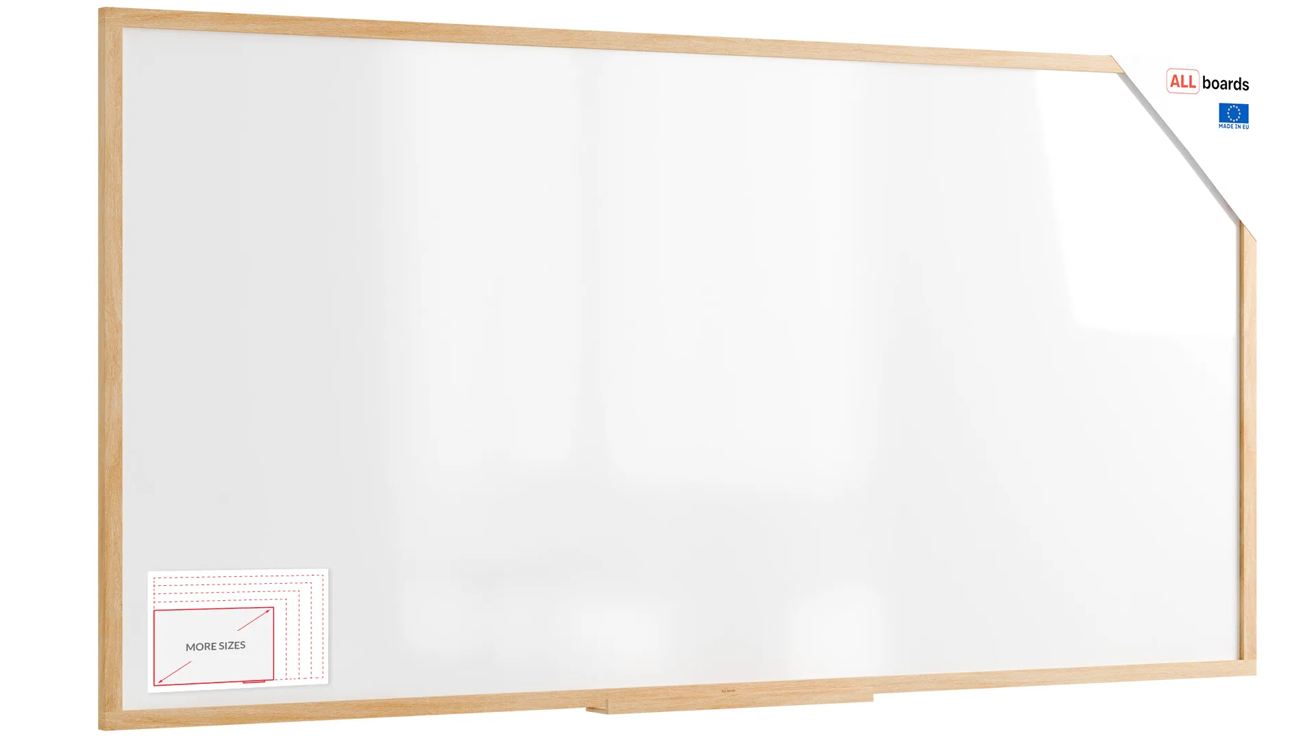 Tableau magnétique effaçable à sec 240 x 120 cm avec cadre en hêtre ALLboards DESIGN