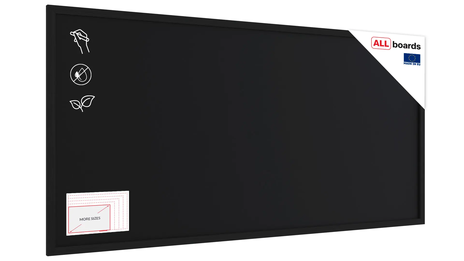Tableau noir à craie 120x60 cm avec cadre en bois noir ECO