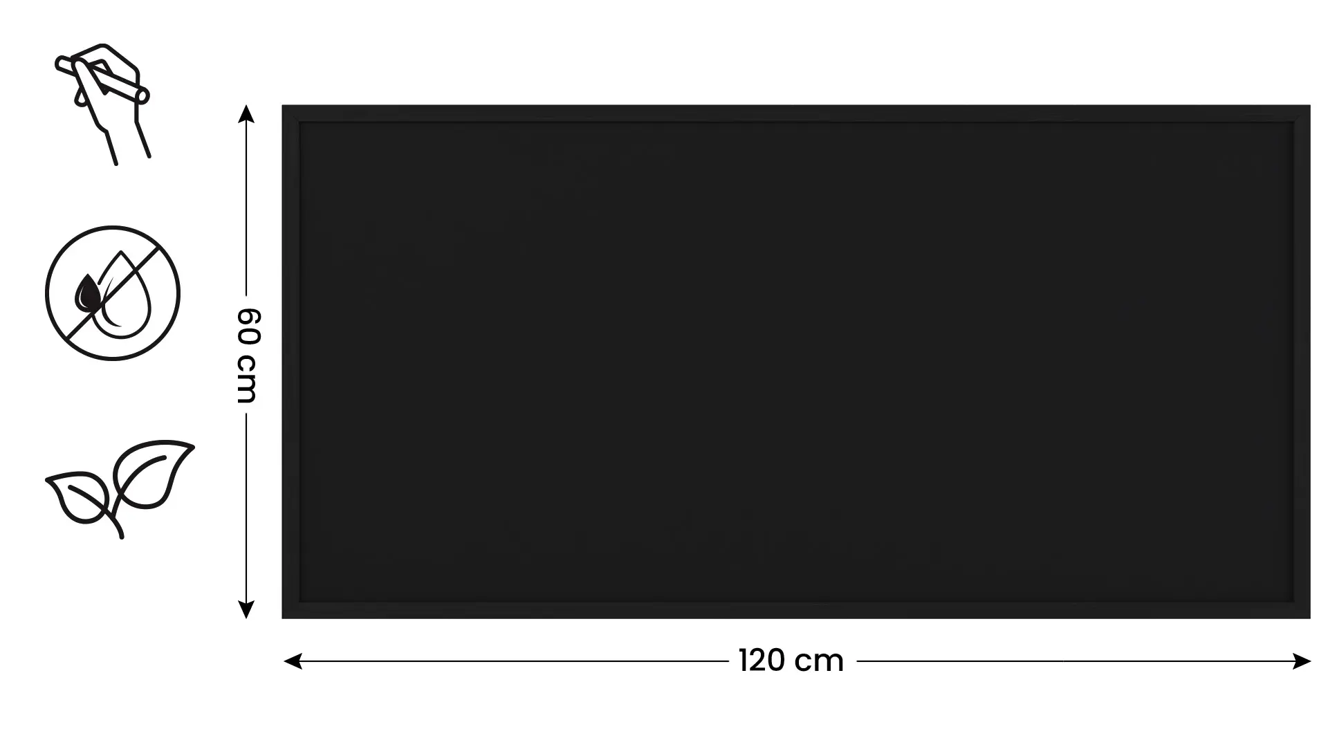 Tableau noir à craie 120x60 cm avec cadre en bois noir ECO – Image 2