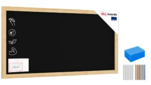 Tableau à Craie Noir avec Cadre en Bois Naturel Laqué 120x60cm