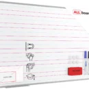 Tableau magnétique effaçable à sec 150x100 + ensemble d'accessoires - Lignage Triple