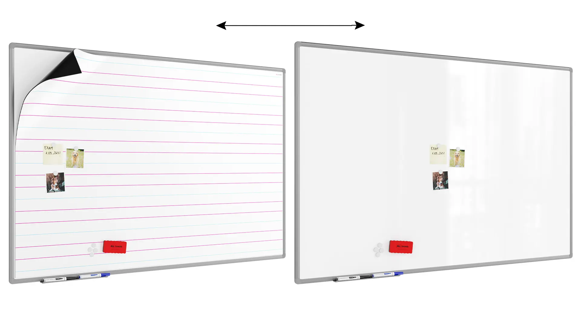 Tableau magnétique effaçable à sec 150x100 + ensemble d'accessoires - Lignage Triple – Image 7
