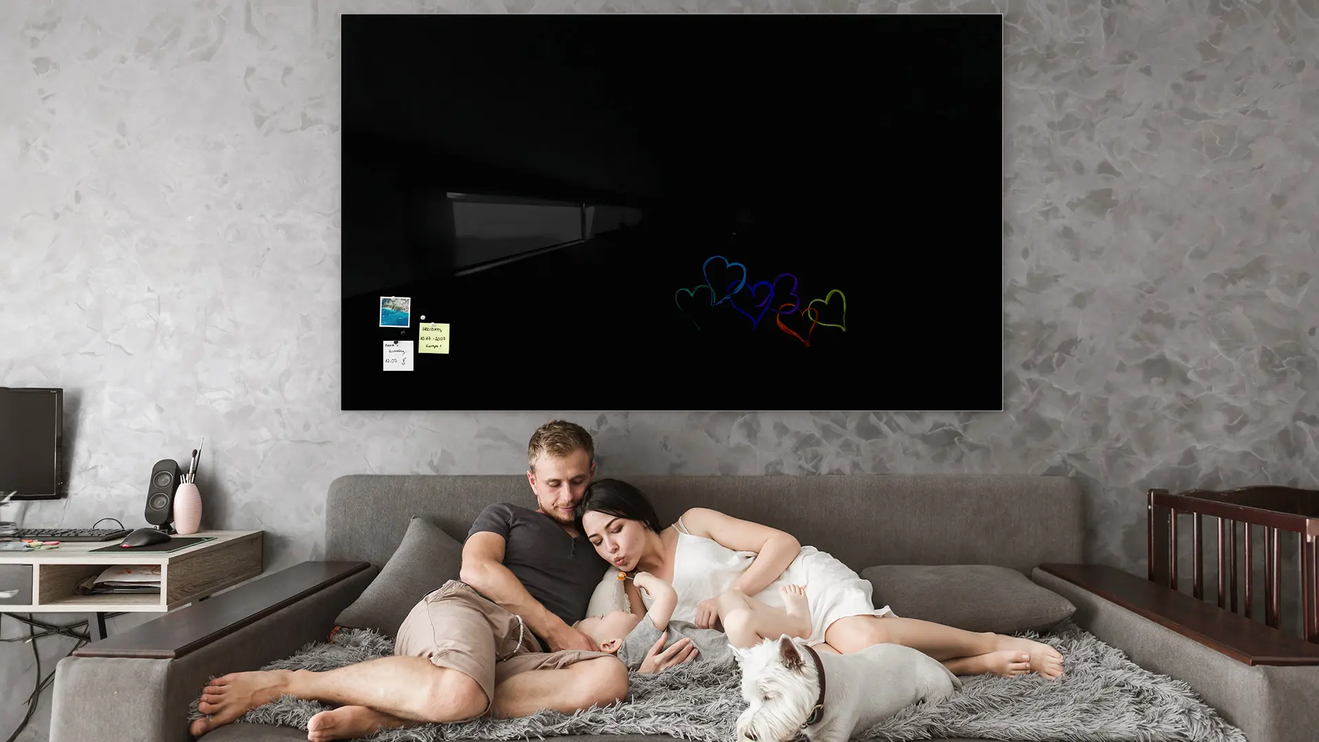 Tableau Noir en Verre 200x120cm, Tableau Magnétique sans Cadre, Verre Trempé + ACCESSOIRES – Image 10