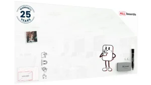 Tableau Blanc en Verre CLASSIC WHITE 120x60cm, Tableau Magnétique sans Cadre, Verre Trempé + ACCESSOIRES