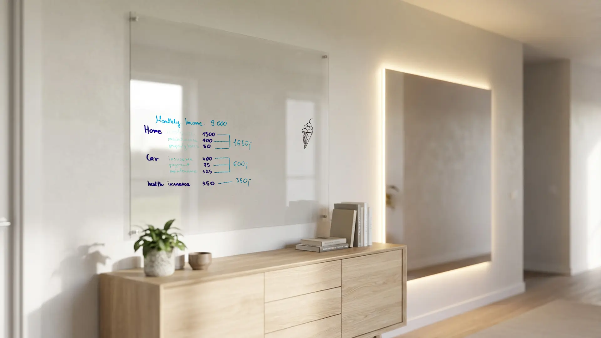 Tableau en Verre non magnétique Transparent 150x120 cm sans Cadre, Verre Trempé – Image 3