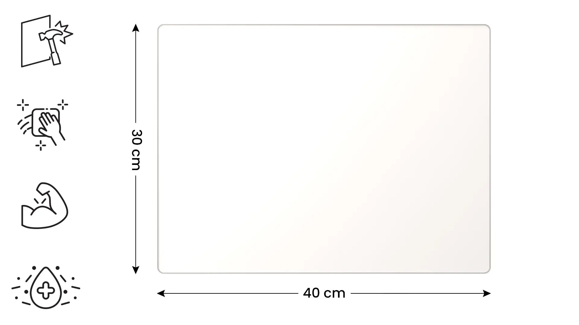 Plaque de Protection en Verre Trempé Universel et Multifonction – Planche à Découper & Plateau en Verre 30x40cm BLANCHE – Image 2
