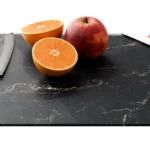 Plaque de Protection en Verre Trempé Universel et Multifonction – Planche à Découper & Plateau en Verre 30x40cm avec Motif Marbre Noir