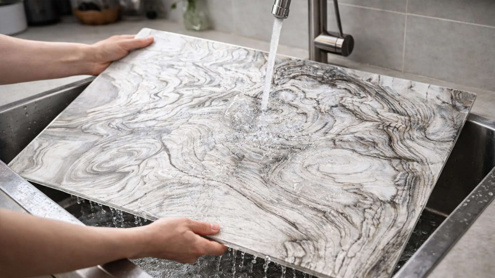 Planche à découper en verre BOIS FOSSILE 60 x 52 cm – Image 7