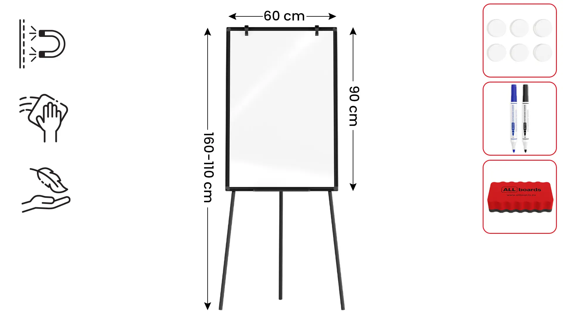 Chevalet de Conférence 90x60cm noir + ACCESSOIRES – Image 2