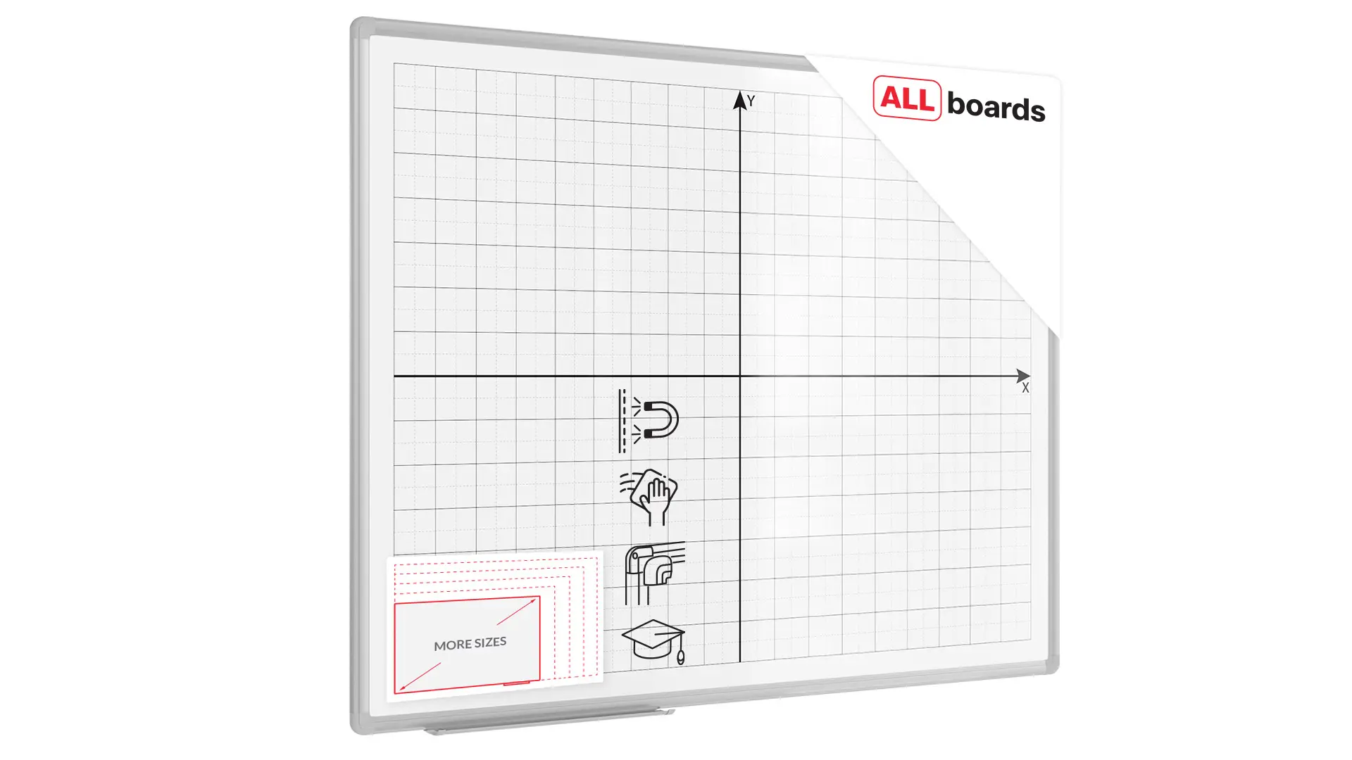 Tableau blanc magnétique effaçable à sec 100 x 80 cm - système de coordonnées