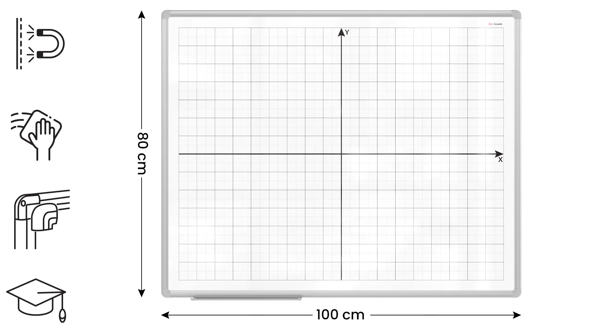 Tableau blanc magnétique effaçable à sec 100 x 80 cm - système de coordonnées – Image 2