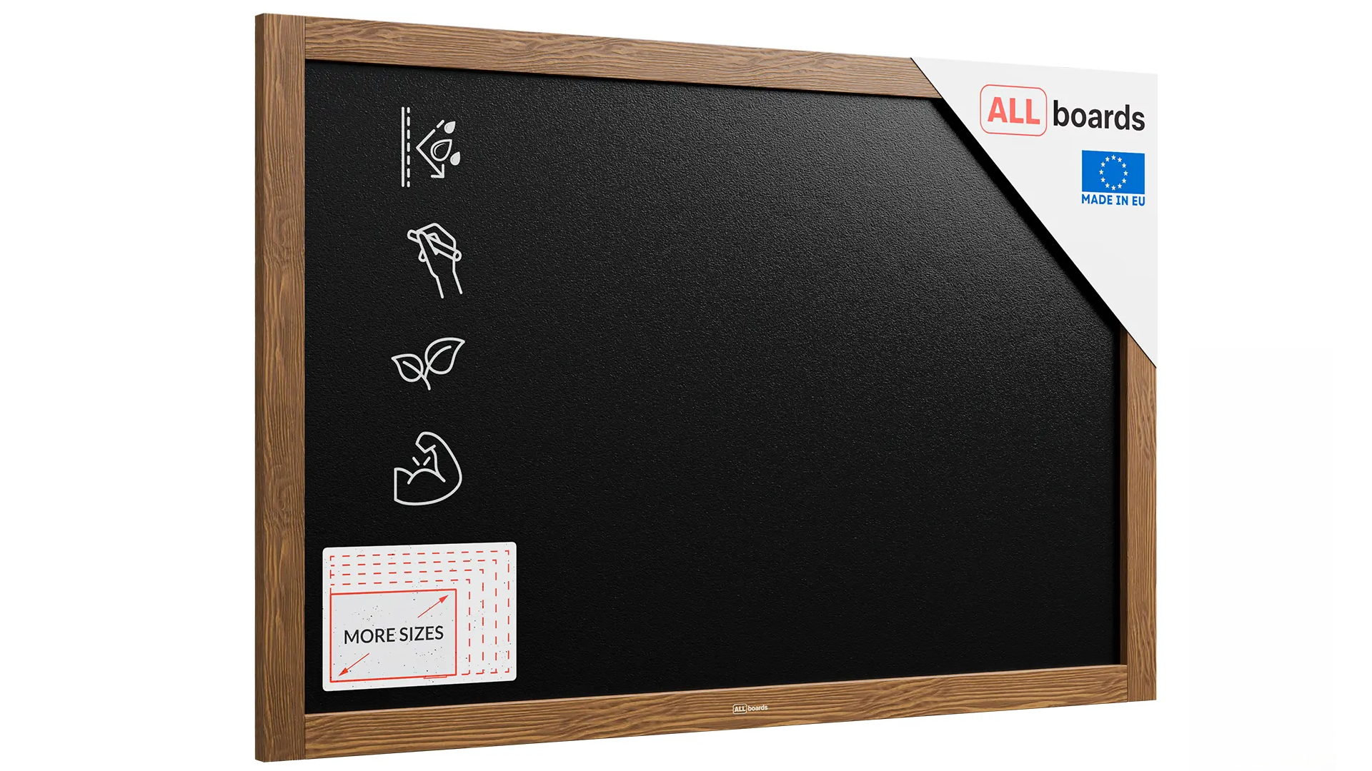 OUTLET Tableau à Craie Noir avec Cadre en Bois Laqué 90x60 cm