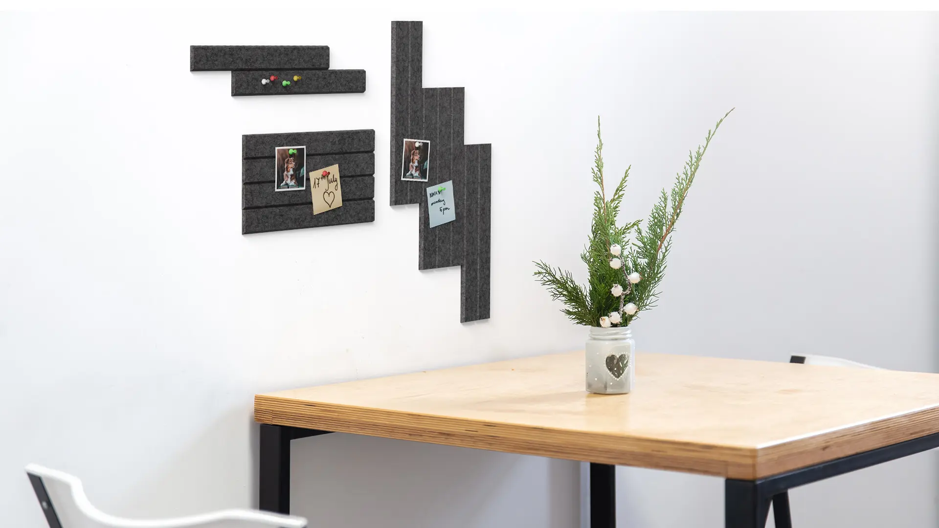 Panneau en feutre mural 40x20cm gris sombre – Image 3