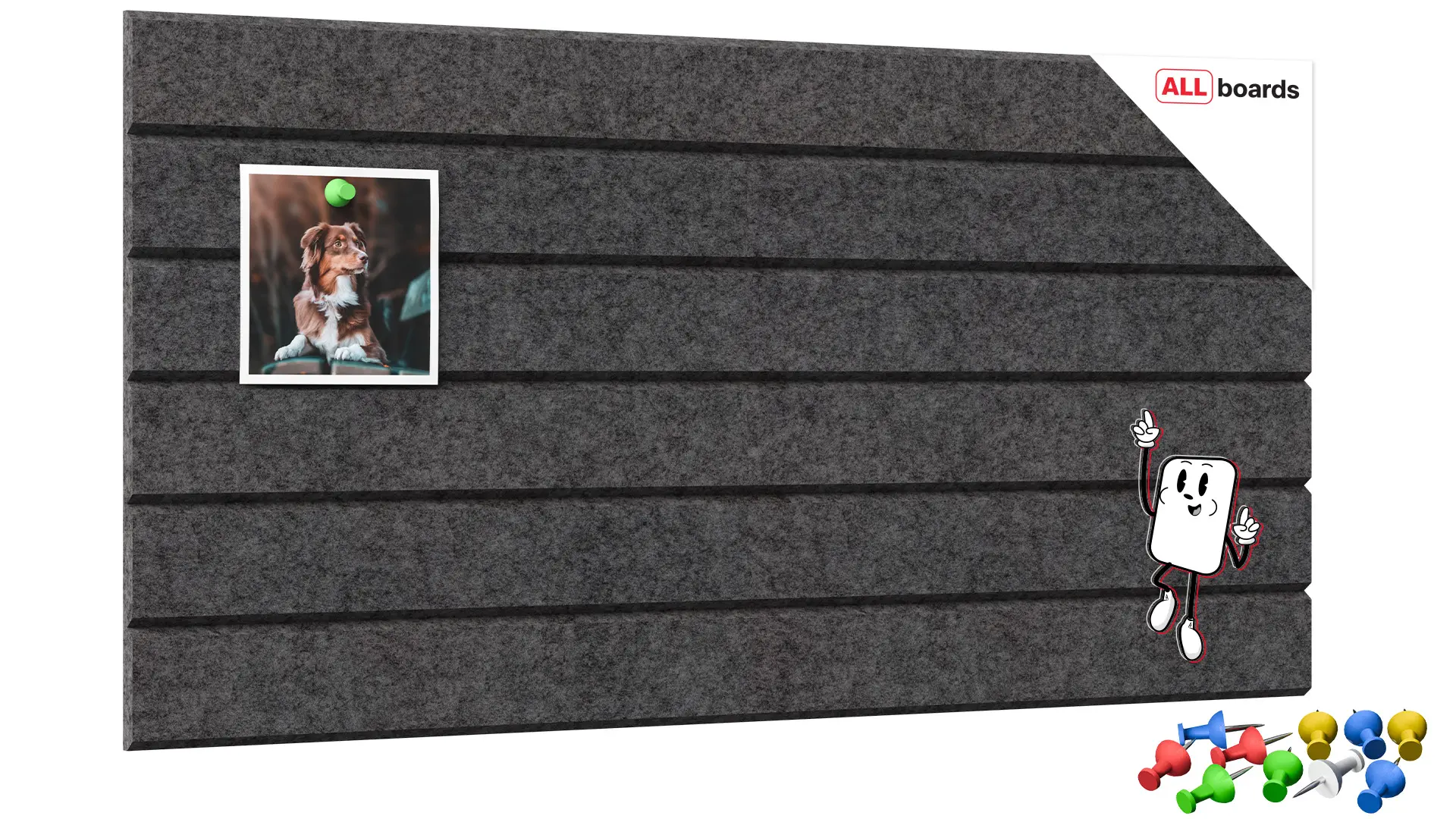 Panneau en feutre mural 60x30cm gris sombre