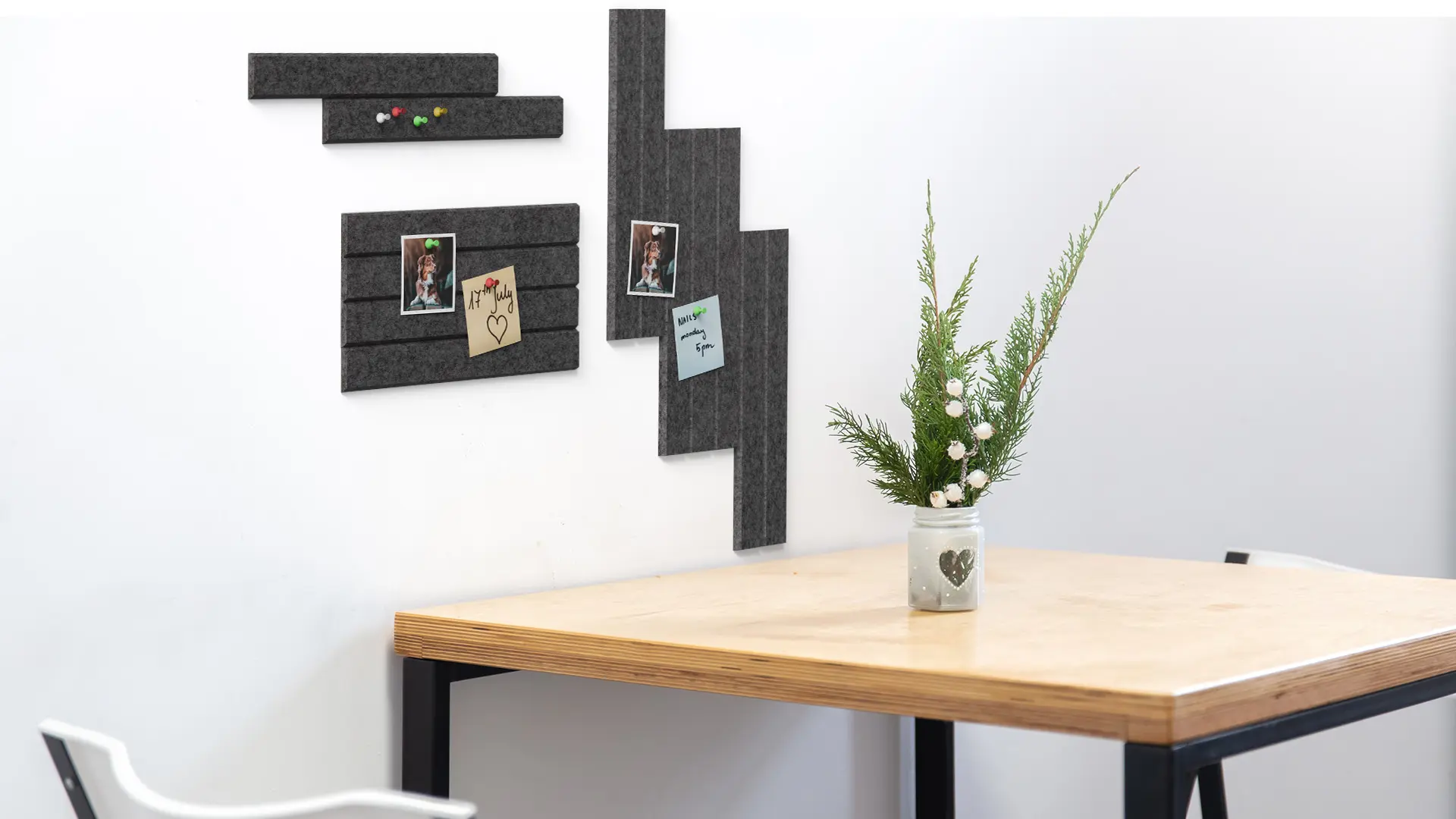 Panneau en feutre mural 60x30cm gris sombre – Image 3