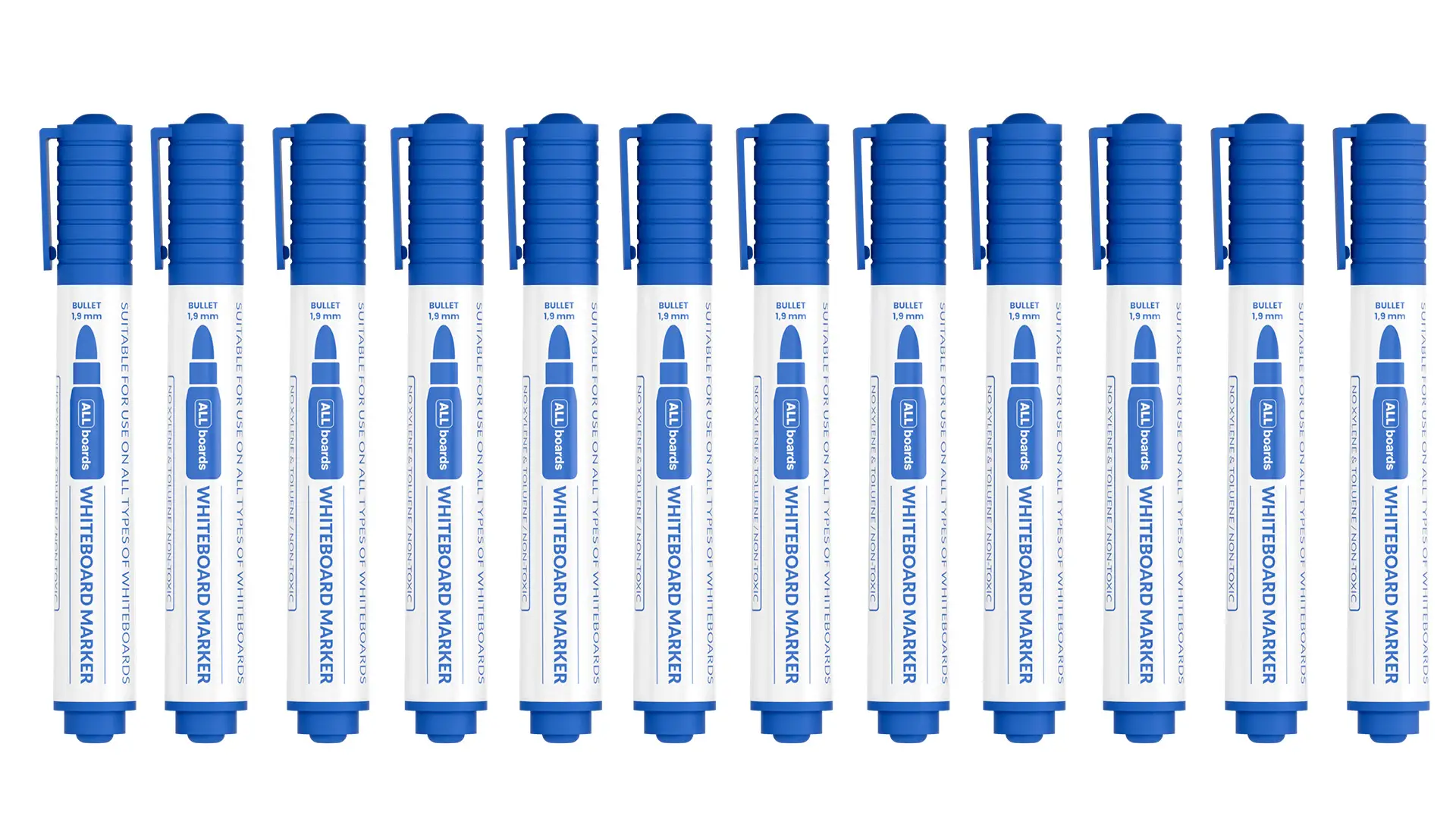 Set de marqueurs pour tableaux effaçables à sec ALLboards – couleur bleue - 12 pièces