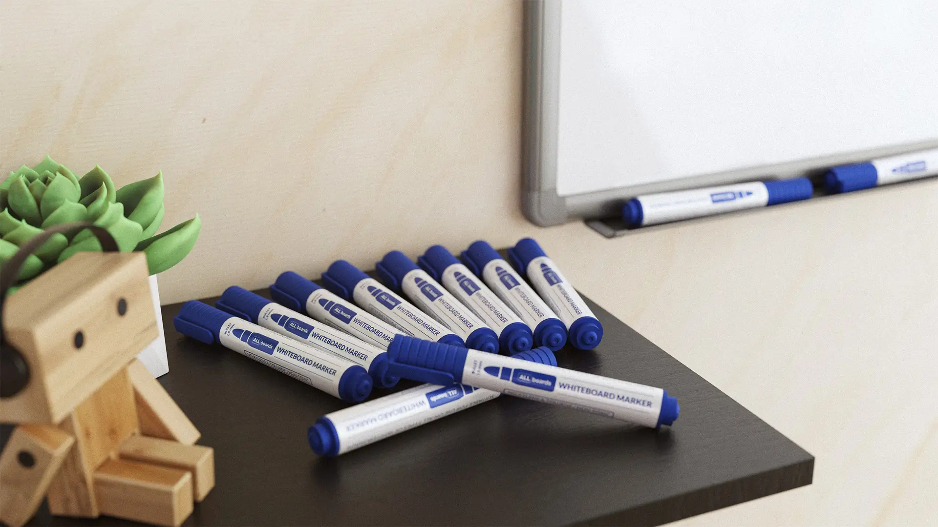 Set de marqueurs pour tableaux effaçables à sec ALLboards – couleur bleue - 12 pièces – Image 8