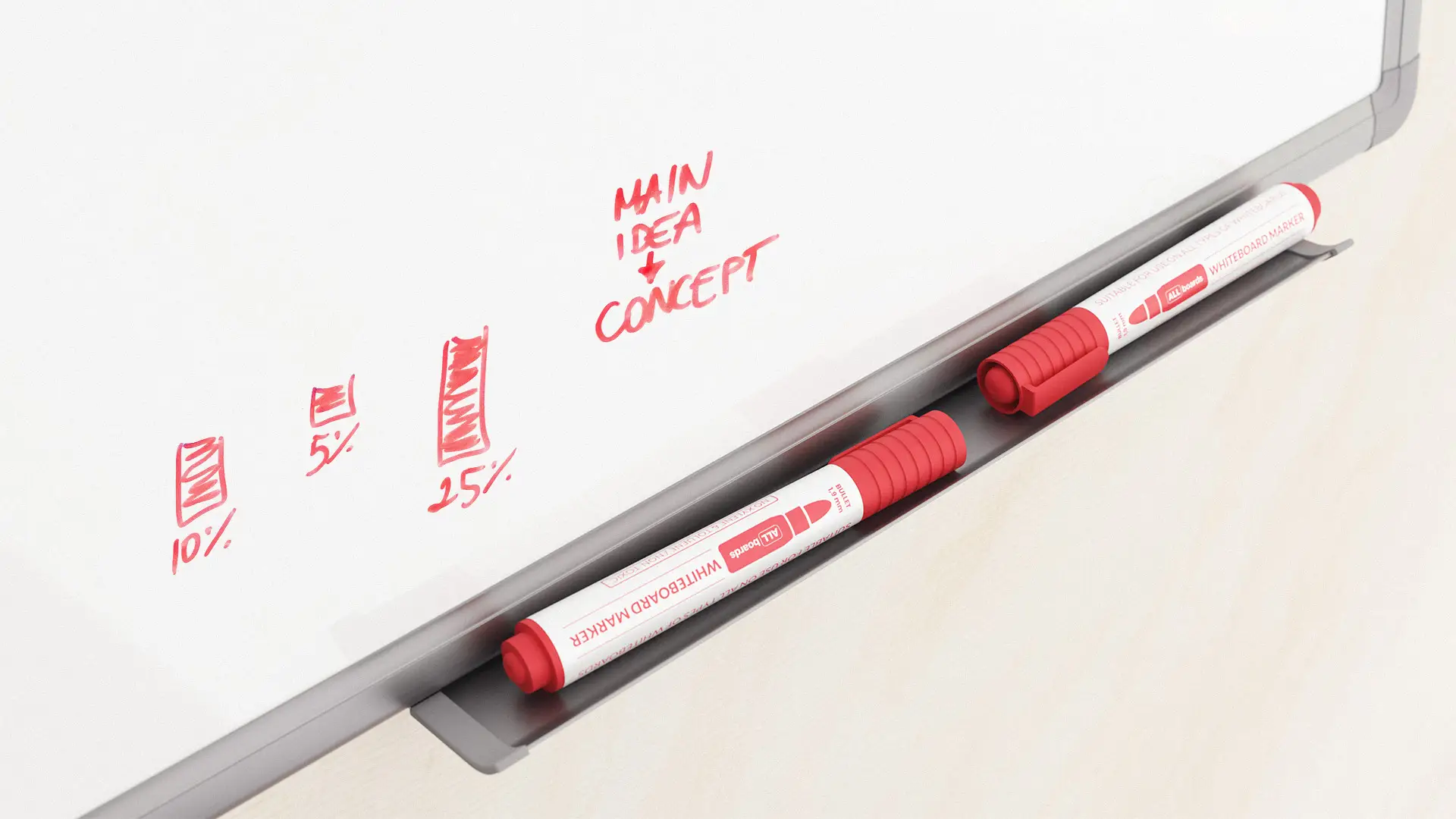 Set de marqueurs pour tableaux effaçables à sec ALLboards – couleur rouge - 12 pièces – Image 4