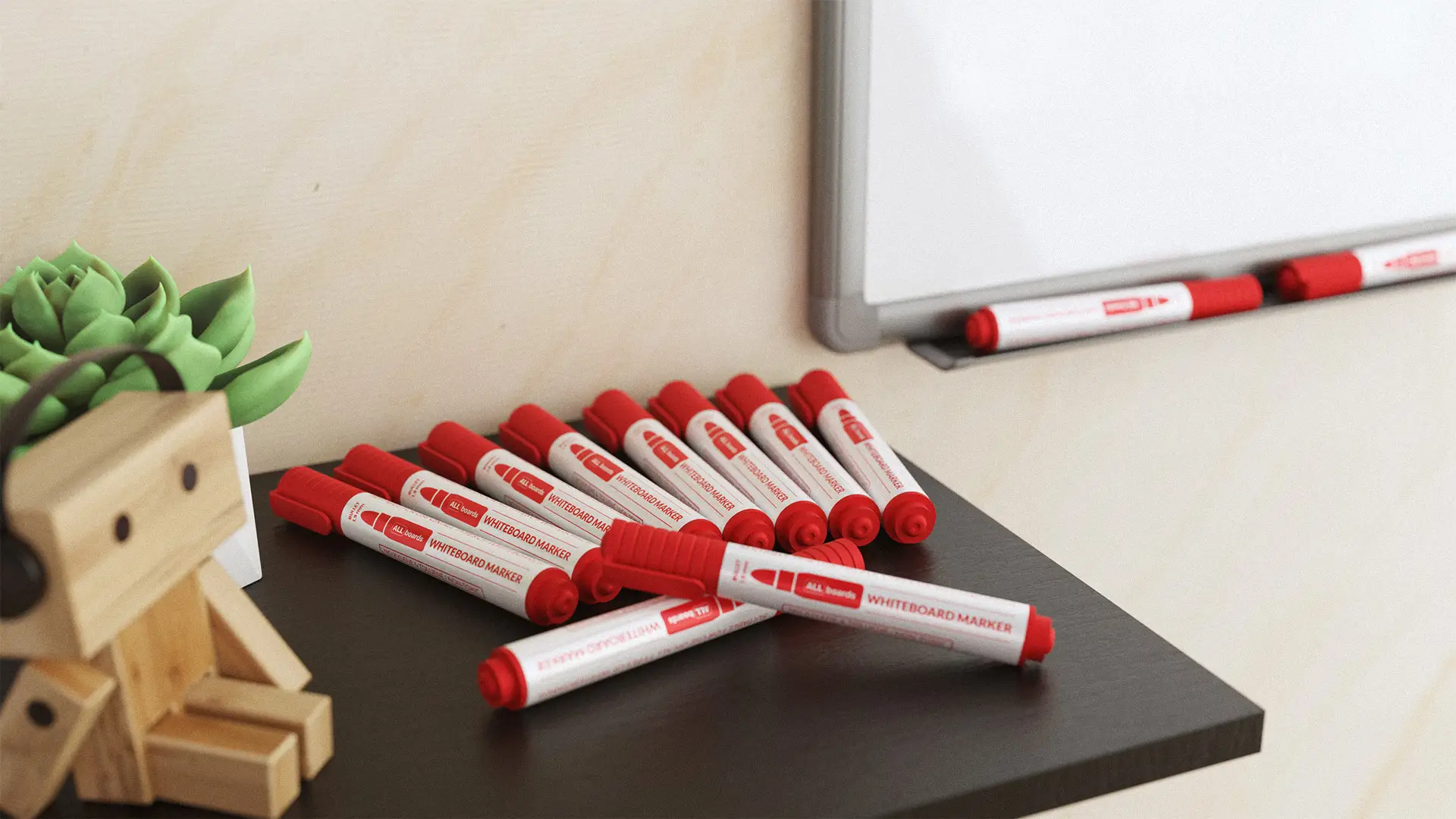 Set de marqueurs pour tableaux effaçables à sec ALLboards – couleur rouge - 12 pièces – Image 8