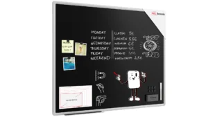 Tableau à Craie Noir Magnétique avec Cadre en Aluminium Premium EXPO 100x80cm + ACCESSOIRES