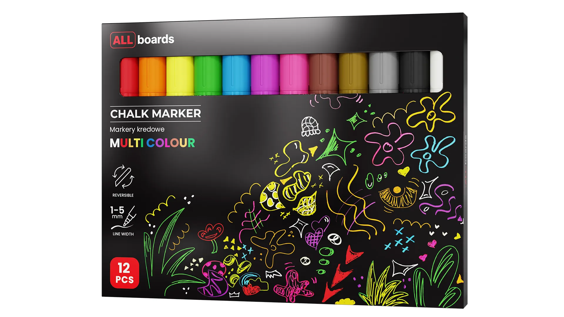 Lot de marqueurs à craie liquide ALLboards – 12 pièces de différentes couleurs – Image 10