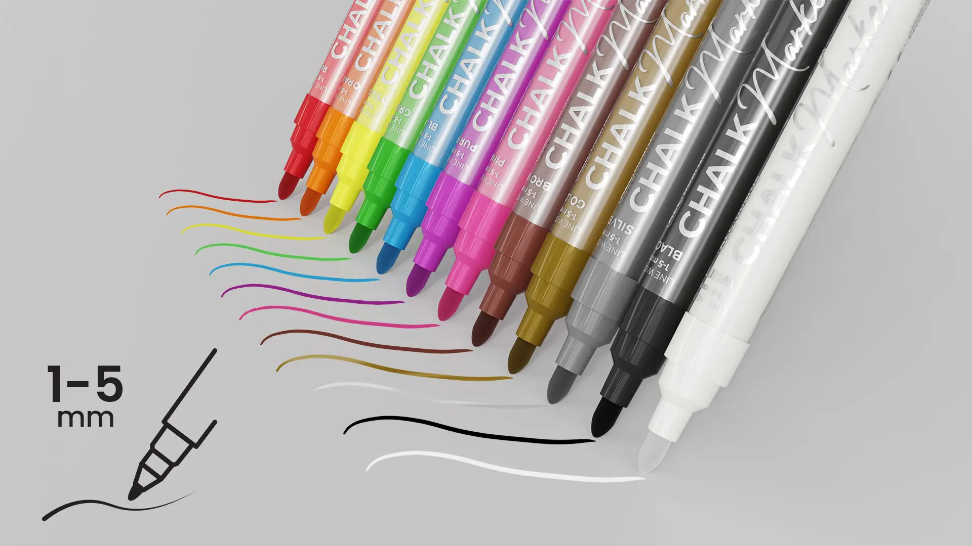 Lot de marqueurs à craie liquide ALLboards – 12 pièces de différentes couleurs – Image 3