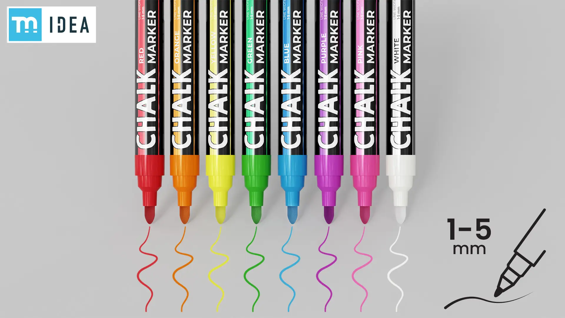 Lot de marqueurs à craie TM IDEA – 8 pièces de différentes couleurs – Image 3