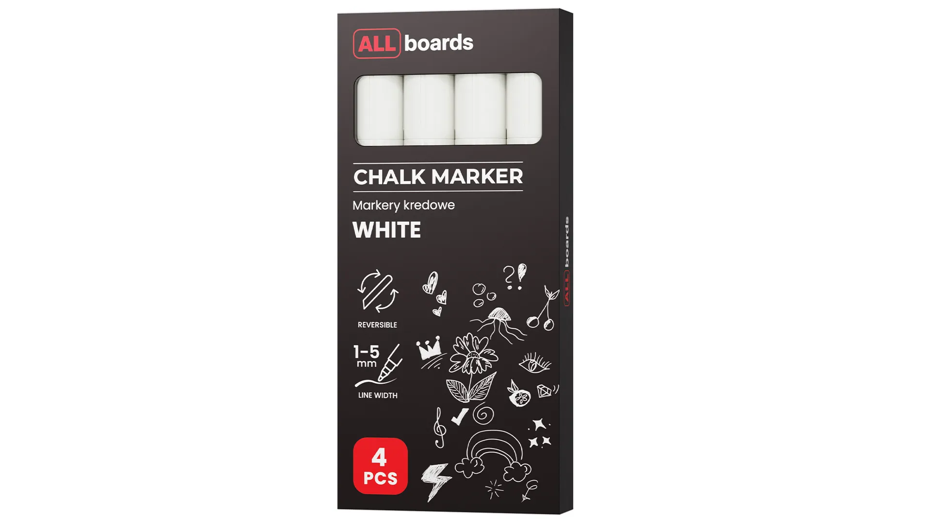 Lot de 4 marqueurs à craie liquide ALLboards – blancs – Image 10