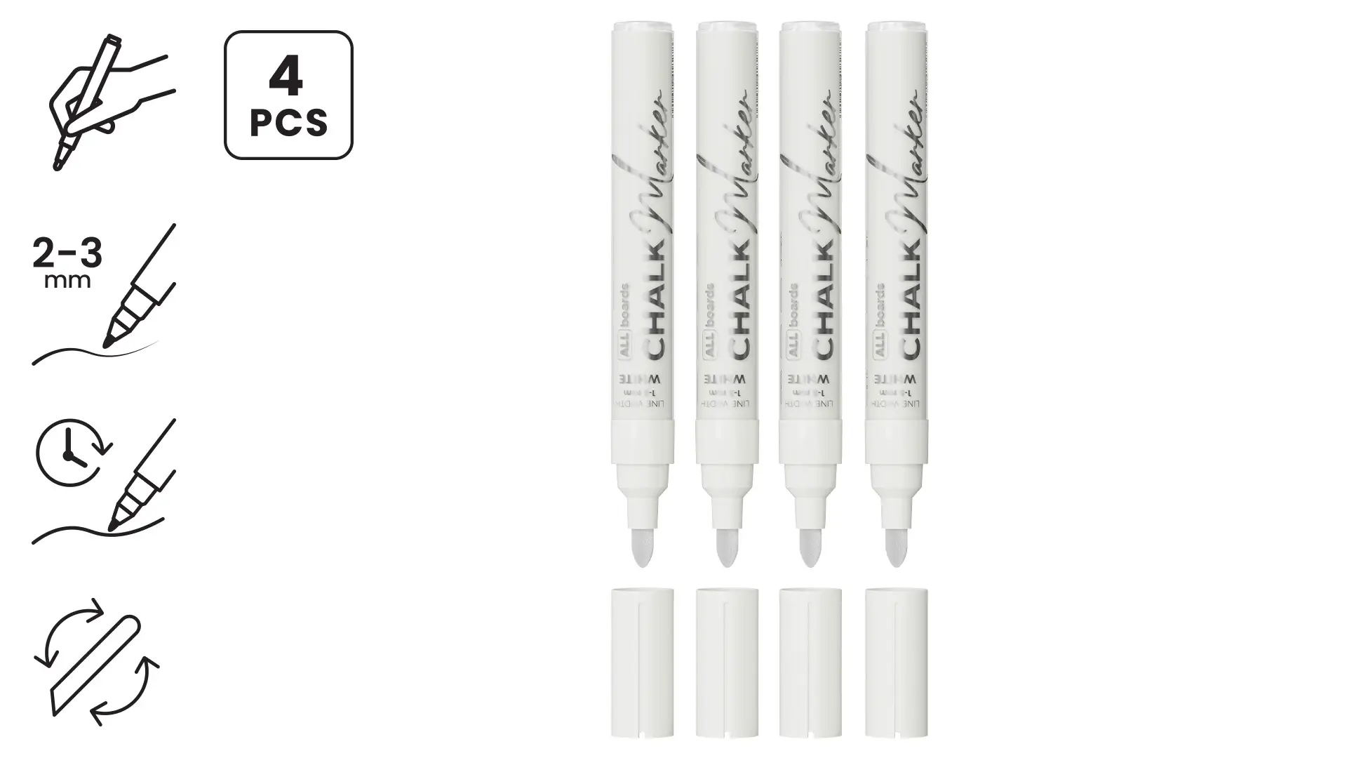 Lot de 4 marqueurs à craie liquide ALLboards – blancs – Image 2