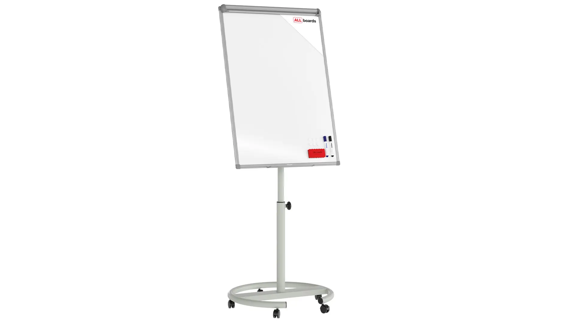 Tableau de conférence magnétique effaçable à sec, mobile, 100 x 70 cm, argenté + ACCESSOIRES