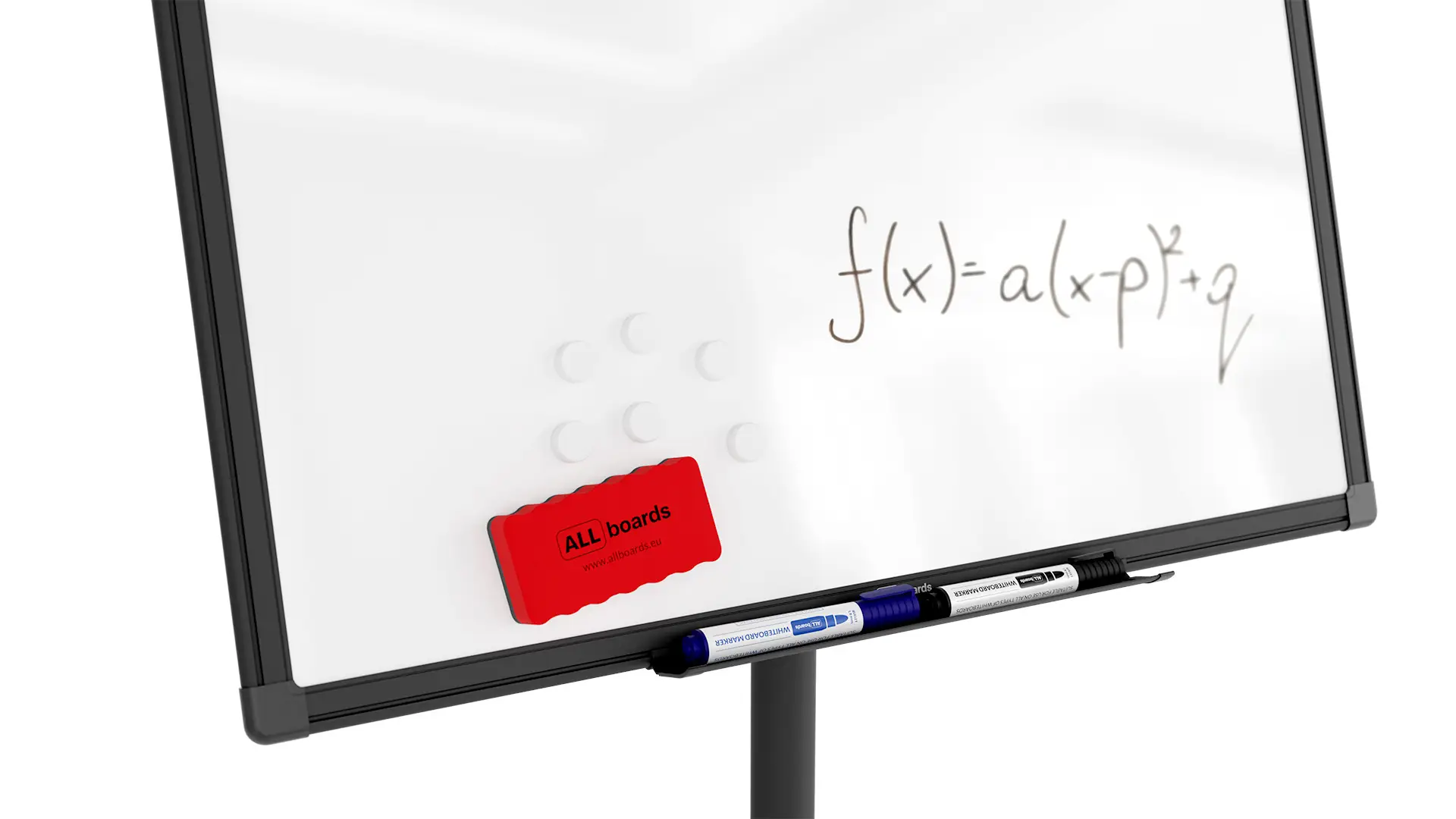 Tableau de conférence magnétique effaçable à sec, mobile sur roulettes, 100 x 70 cm, noir + ACCESSOIRES – Image 8
