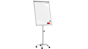 Tableau de conférence magnétique effaçable à sec, mobile sur roulettes, 100 x 70 cm, argenté + ACCESSOIRES