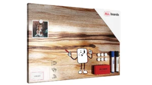Tableau magnétique METALboards, bois exotique  60×40 cm + accessoires