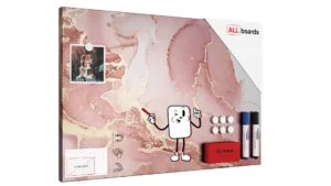 Tableau magnétique METALboards, marbre rose 60×40 cm + accessoires