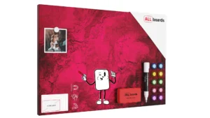 Tableau magnétique METALboards, rose d'Alexandra 60×40 cm + accessoires