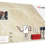 Tableau magnétique METALboards, marbre beige 60×40 cm + accessoires