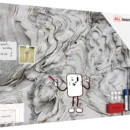 Tableau magnétique METALboards, bois fossile 90×60 cm + accessoires