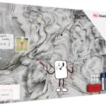 Tableau magnétique METALboards, bois fossile 90×60 cm + accessoires