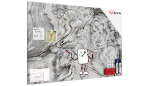 Tableau magnétique METALboards, bois fossile 90×60 cm + accessoires