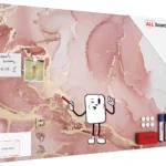 Tableau magnétique METALboards, marbre rose 90×60 cm + accessoires