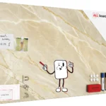 Tableau magnétique METALboards, marbre beige 90×60 cm + accessoires