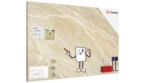Tableau magnétique METALboards, marbre beige 90×60 cm + accessoires