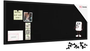 Tableau en feutre 100x40 cm, noir, avec cadre en bois noir