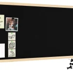 Tableau en feutre 100x40 cm, noir, avec cadre en bois laqué
