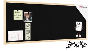 Tableau en feutre 100x40 cm, noir, avec cadre en bois laqué